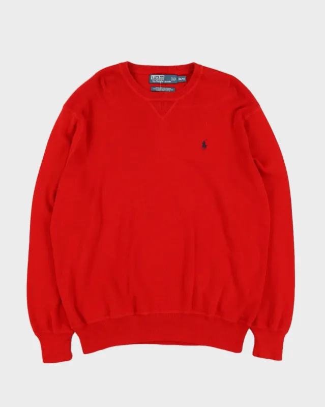 Ralph Lauren Red Knitted Jersey Jumper - XXL sold by Rokit
