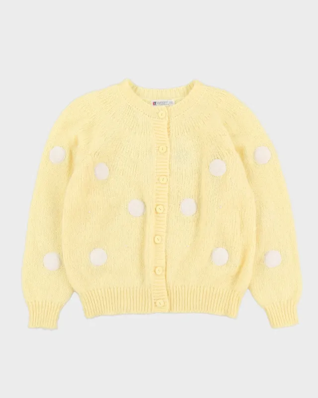 Yellow With White Dots Knitted Cardigan - M sold by Rokit