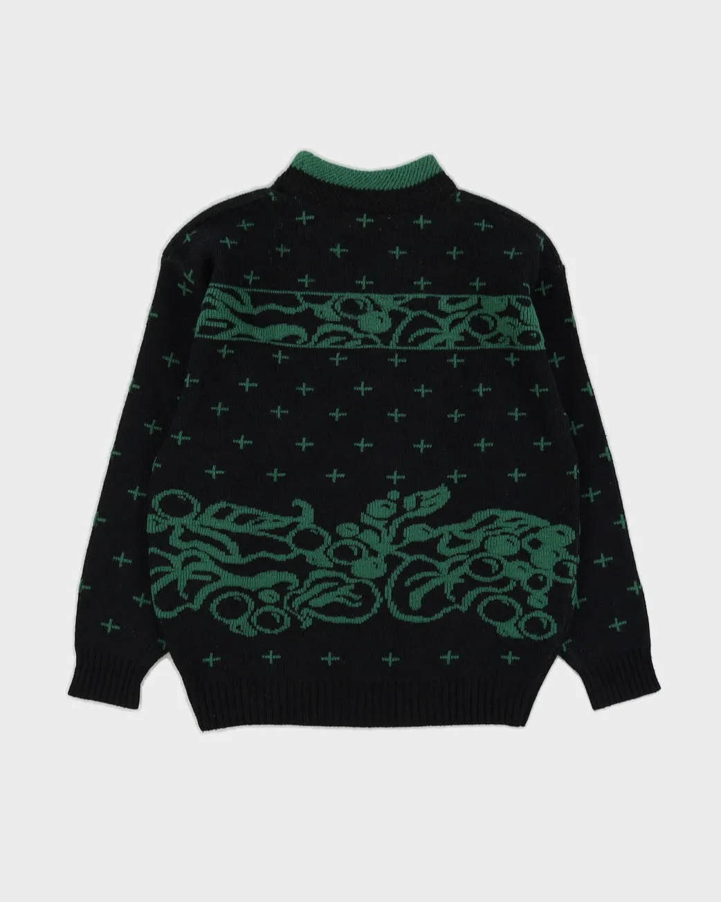 Black With Green Pattern Knitted Jumper - S sold by Rokit product image thumbnail 2