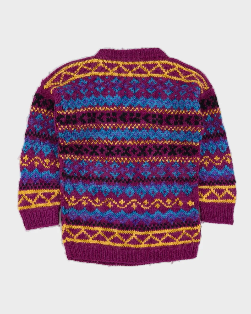 Purple Patterned Wool Knitted Jumper - S sold by Rokit product image thumbnail 2