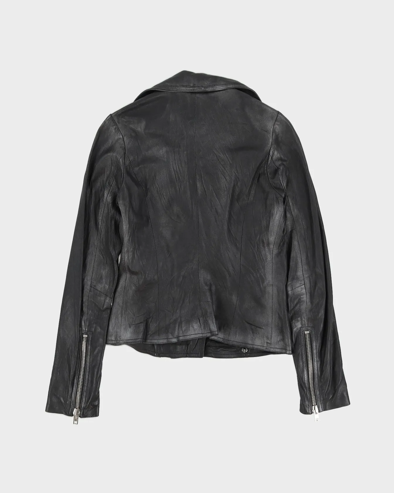 Black Leather Biker Zip Jacket - XXS sold by Rokit product image thumbnail 2