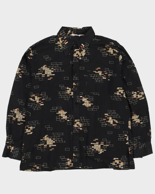 Vintage 1970s Black Patterned Long Sleeve Shirt - XXXL sold by Rokit