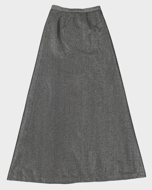 Vintage 1970s Black Lurex Maxi Skirt - S sold by Rokit