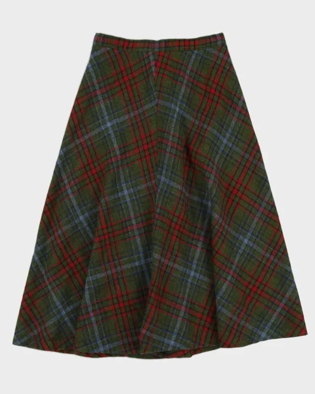 Vintage 1970s Handmade Green Plaid Skirt - S sold by Rokit