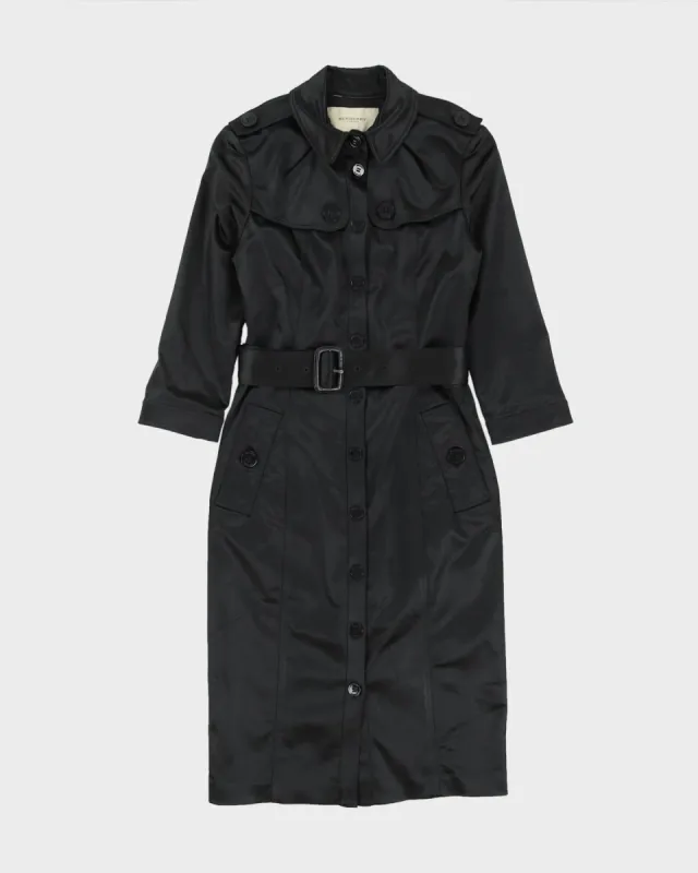 Burberry London Black Satin Belted Rain Mac- XXXS made by Burberry