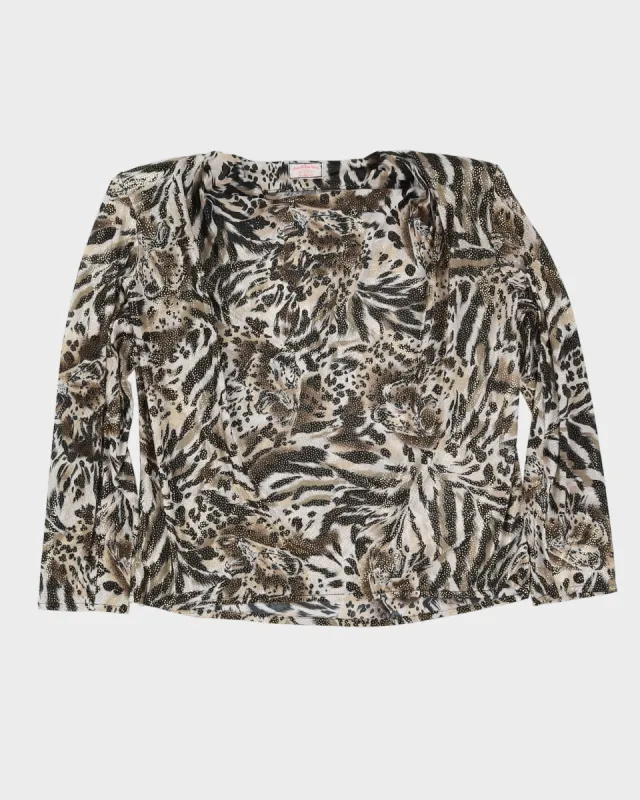 Animal Print Patterned Long Sleeve Top - L sold by Rokit