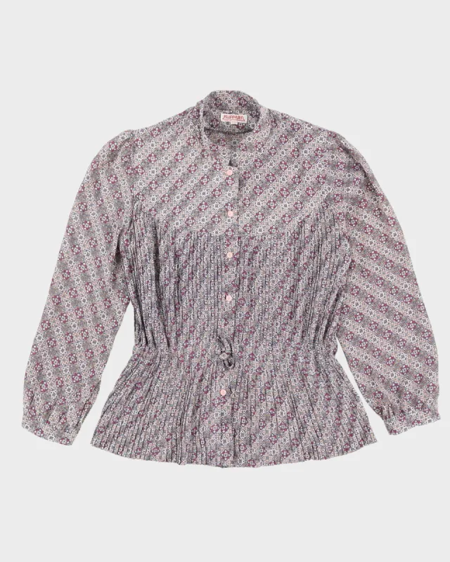 Vintage 1980s Purple Patterned Long Sleeve Blouse - M sold by Rokit