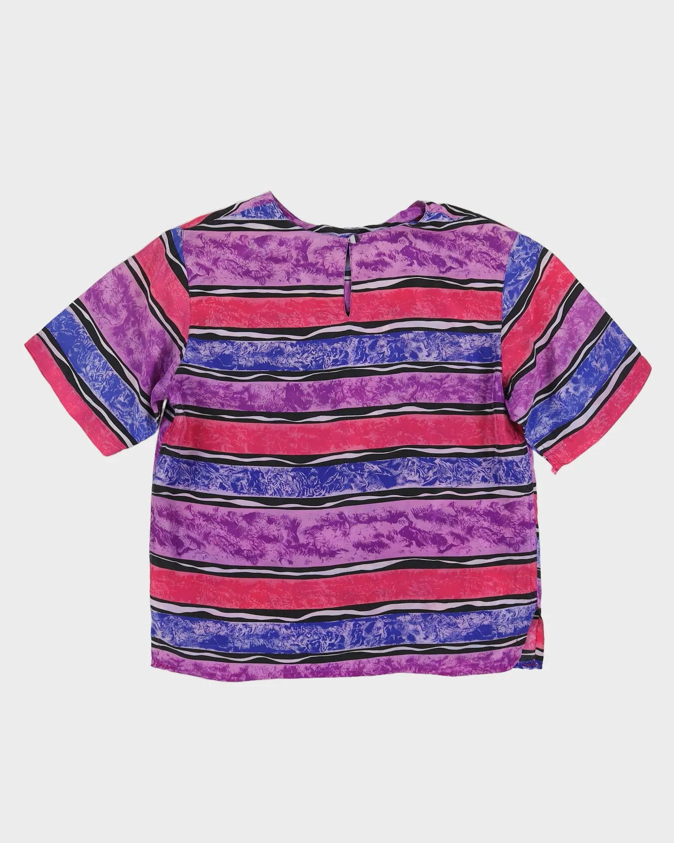 Pink And Purple Silk Short Sleeve Blouse - S sold by Rokit product image thumbnail 3