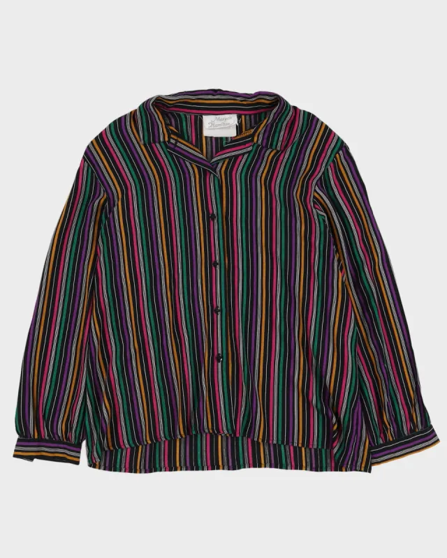 00s Black With Purple Stripes Blouse - L sold by Rokit