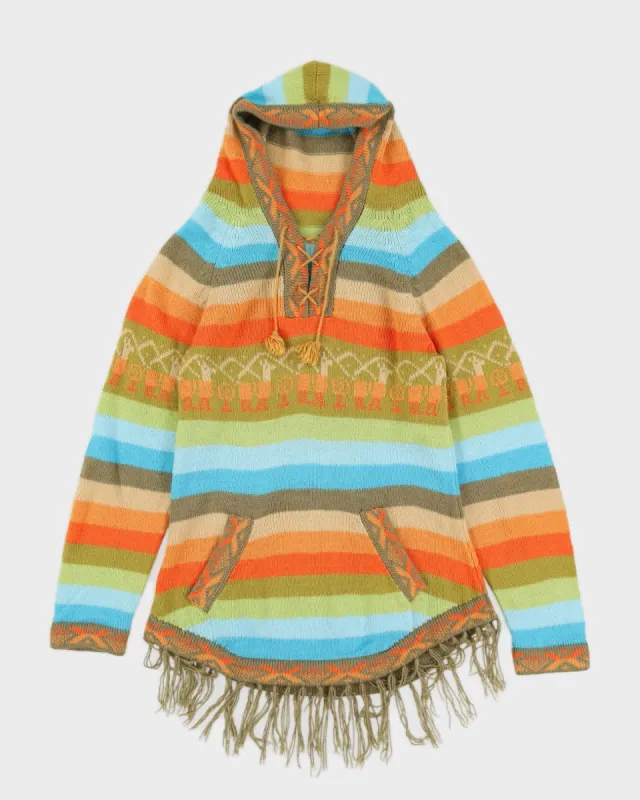 Orange And Green Alpaca Striped Knitted Jumper - XS sold by Rokit