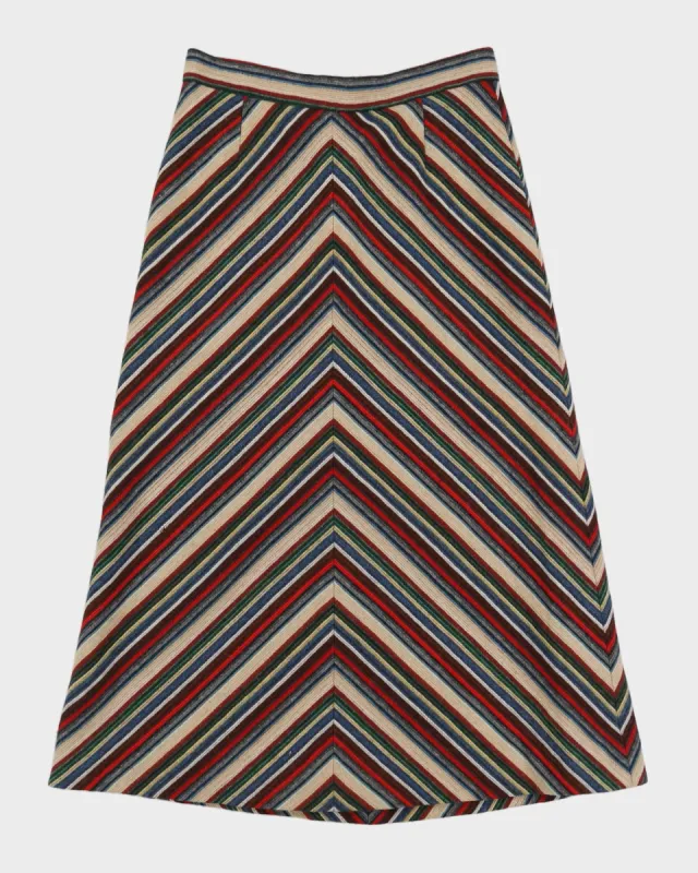 Vintage 1970s A-Line Chevron Stripe Skirt - M sold by Rokit