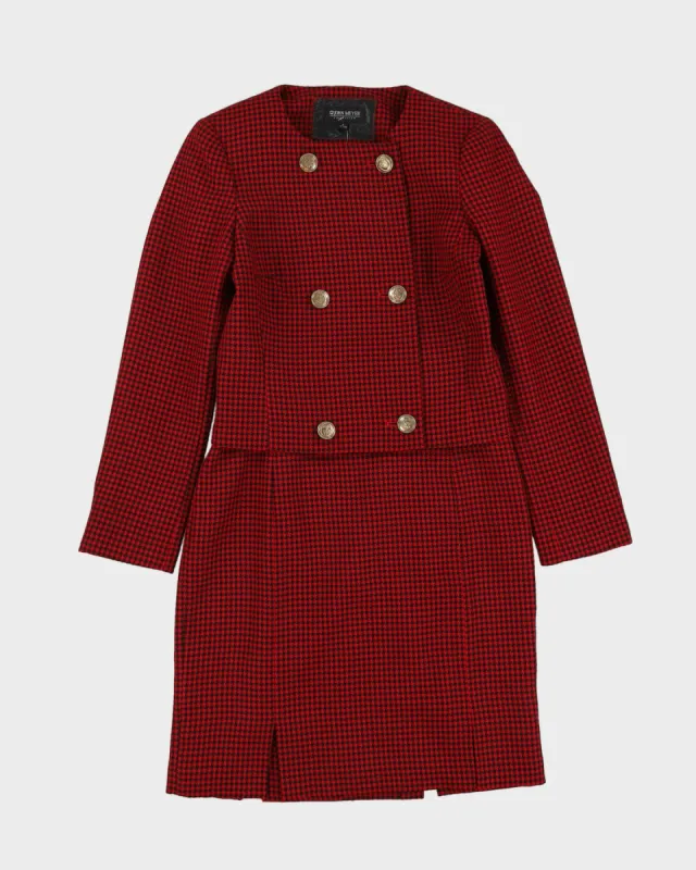 Red And Black Houndstooth  2 Piece Suit - S sold by Rokit