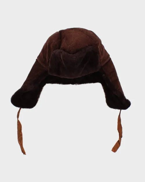 Vintage Brown Cord Trapper Hat sold by Rokit
