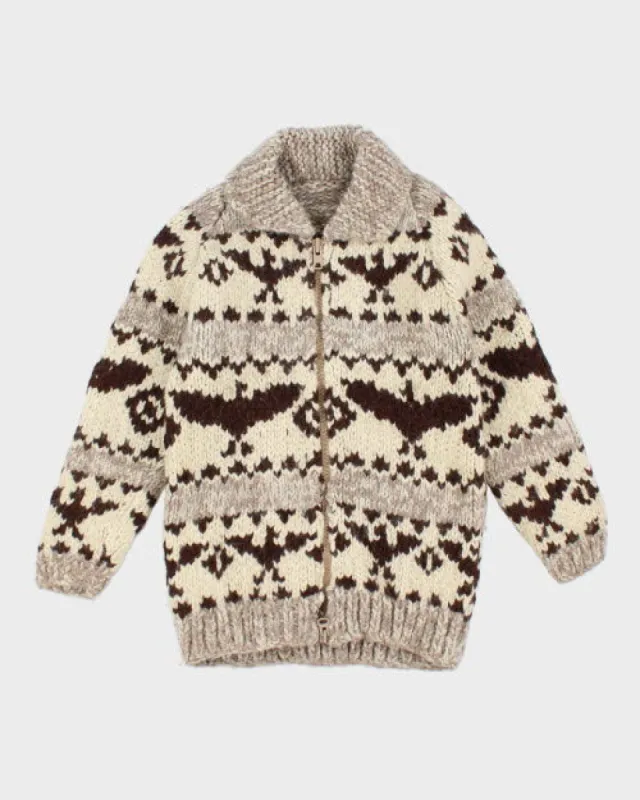 Vintage 80's Heavyweight Cowichan Zip Up Cardigan - L sold by Rokit