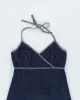 Y2k 00s Denim Halter Dress - S sold by Rokit