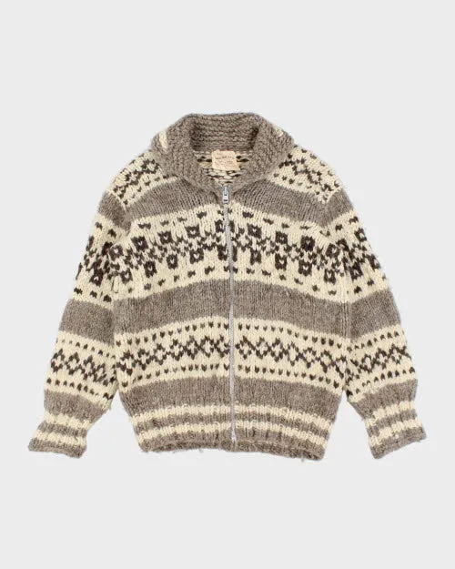 Vintage 80's Heavyweight Cowichan Zip Up Cardigan - L sold by Rokit