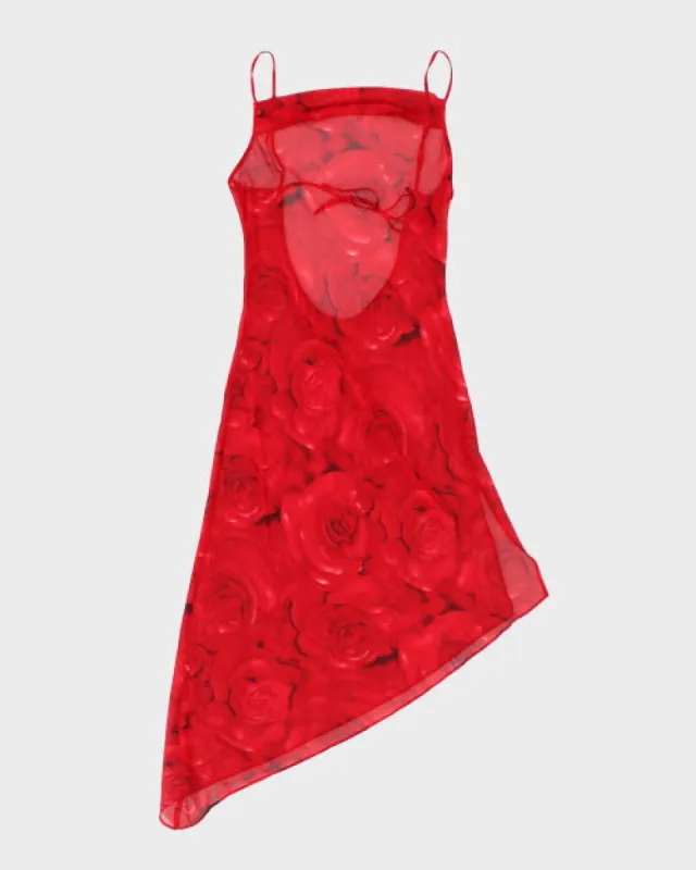 Vintage 90s Cowl Neck Backless Mesh Dress - S sold by Rokit