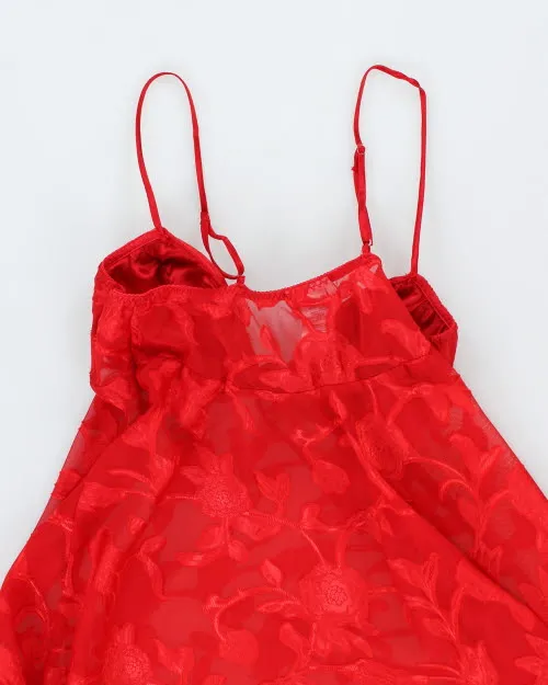 Y2k 00s Linda Red Floral Cami - S sold by Rokit product image thumbnail 4