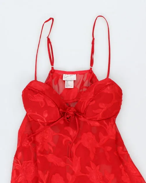 Y2k 00s Linda Red Floral Cami - S sold by Rokit product image thumbnail 3