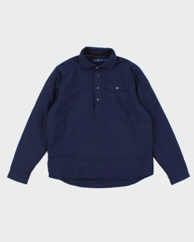 Ralph Lauren Navy Quilted Quarte Button Jacket - M sold by Rokit