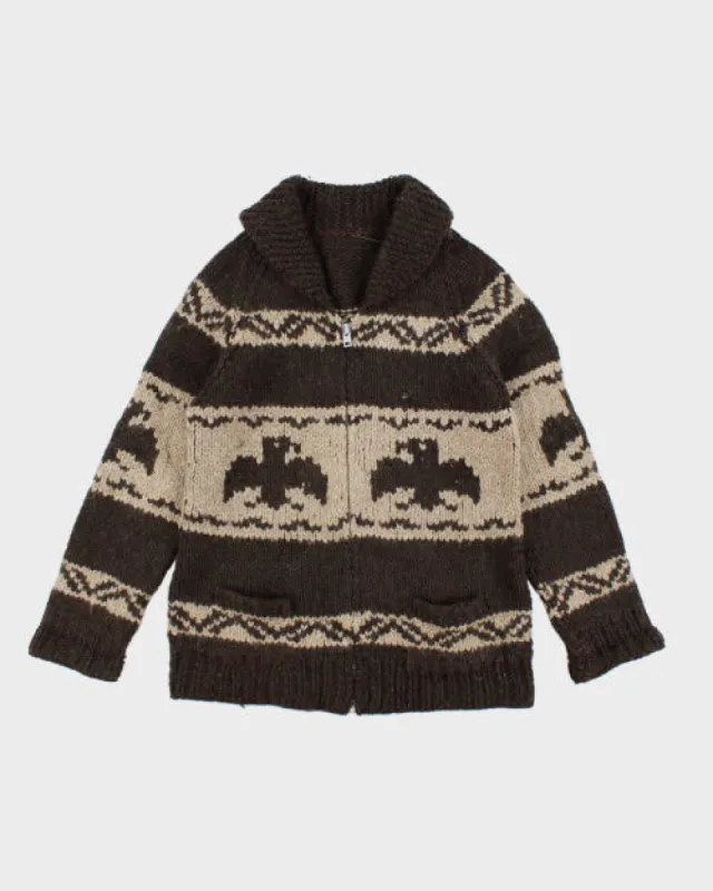 Vintage 80's Heavyweight Cowichan Zip Up Cardigan - L sold by Rokit