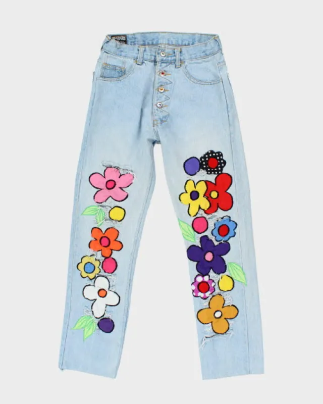 Y2k 00s Blush on Distressed Patchwork Jeans - W26 L29 sold by Rokit