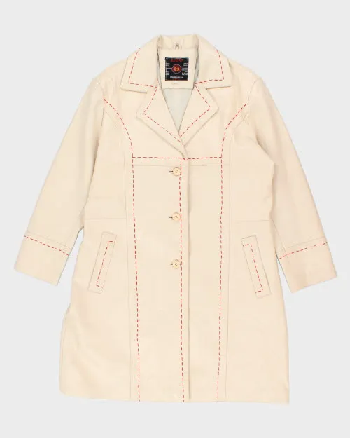 Vintage 90's Leo Double Breasted Leather Long Coat - M sold by Rokit