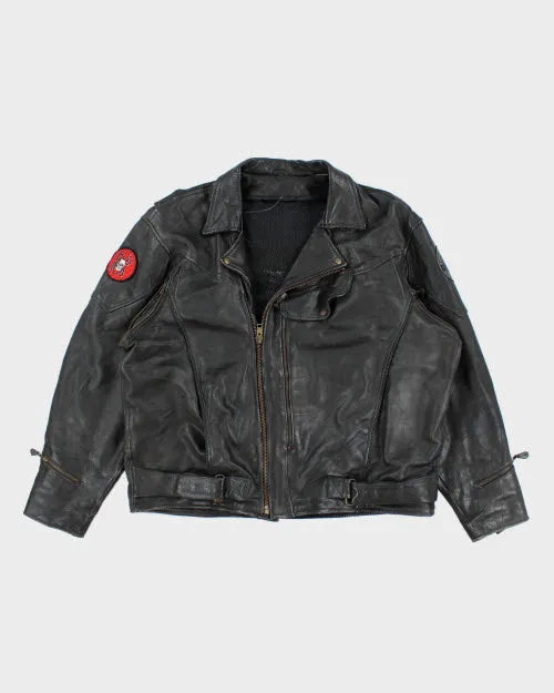 Vintage 90's Oversized Heavyweight Leather Biker Jacket - XL sold by Rokit