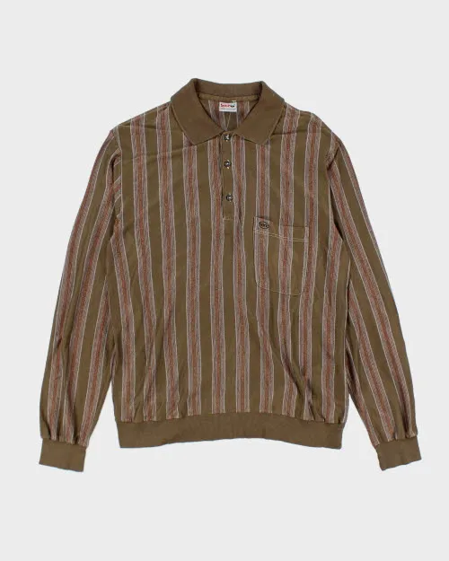 Vintage 90's Borg Striped Long-sleeve Polo Shirt - M sold by Rokit
