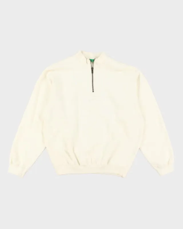 00s Bossini Quarter Zip Cream Sweatshirt - M sold by Rokit