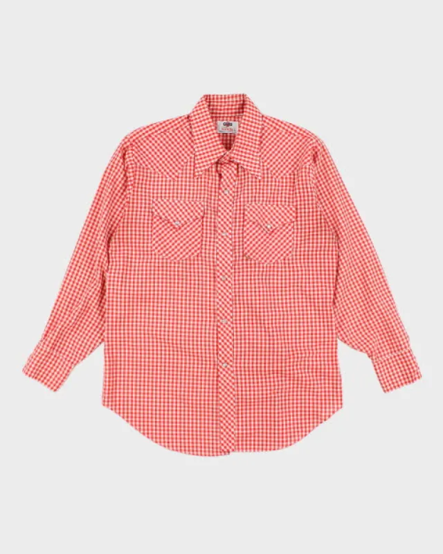 Vintage 70's GWG Kings Gingham Snap Button Western Shirt - M sold by Rokit