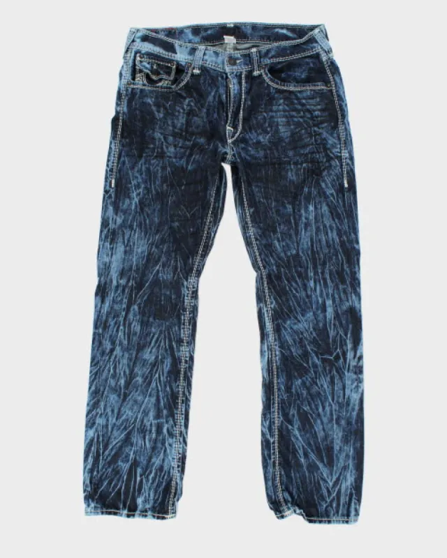 Vintage Y2K True Religion Blue Acid Wash Denim Jeans - W34 L31 sold by Rokit