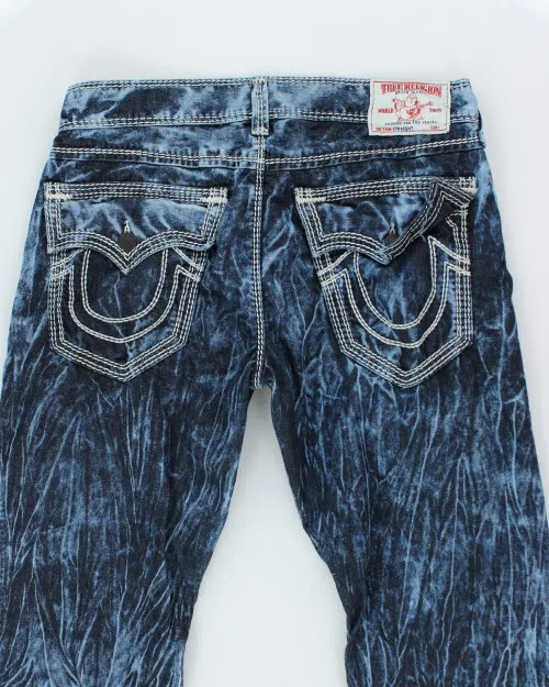 Vintage Y2K True Religion Blue Acid Wash Denim Jeans - W34 L31 sold by Rokit product image thumbnail 4
