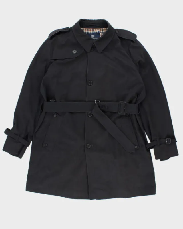 Vintage 90's Navy Aquascutum Heavyweight Long Overcoat - L sold by Rokit