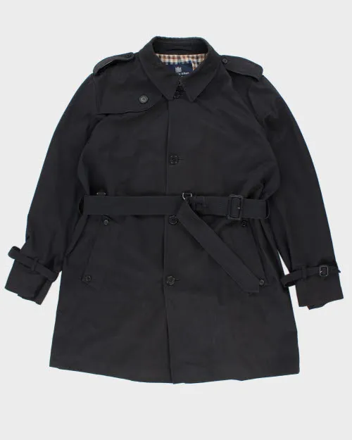 Vintage 90's Navy Aquascutum Heavyweight Long Overcoat - L sold by Rokit