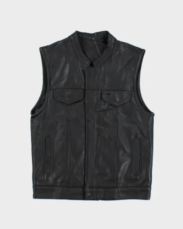 Vintage 90's Leather Biker Sleeveless Vest - M sold by Rokit