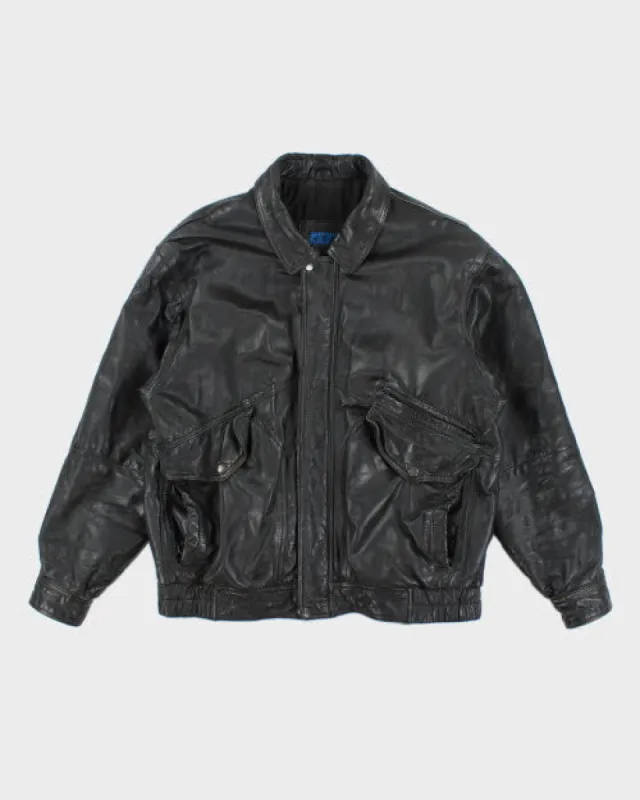 Vintage 90's Heavyweight Leather Bomber Jacket - M sold by Rokit