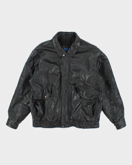 Vintage 90's Heavyweight Leather Bomber Jacket - M sold by Rokit