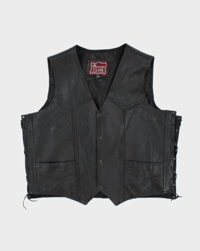 Vintage 90's Heavyweight Leather Biker Vest - XL sold by Rokit