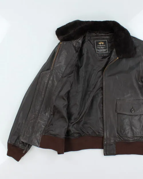Vintage Alpha Industries Lather Bomber Jacket - L sold by Rokit product image thumbnail 5
