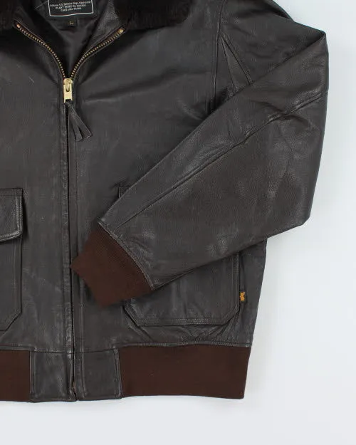 Vintage Alpha Industries Lather Bomber Jacket - L sold by Rokit product image thumbnail 4