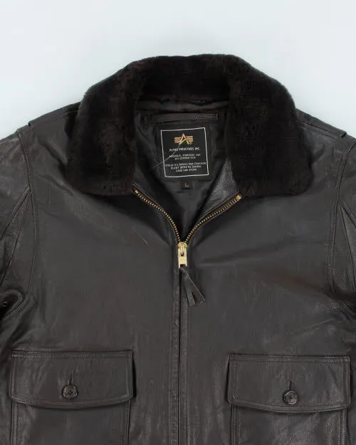 Vintage Alpha Industries Lather Bomber Jacket - L sold by Rokit product image thumbnail 3