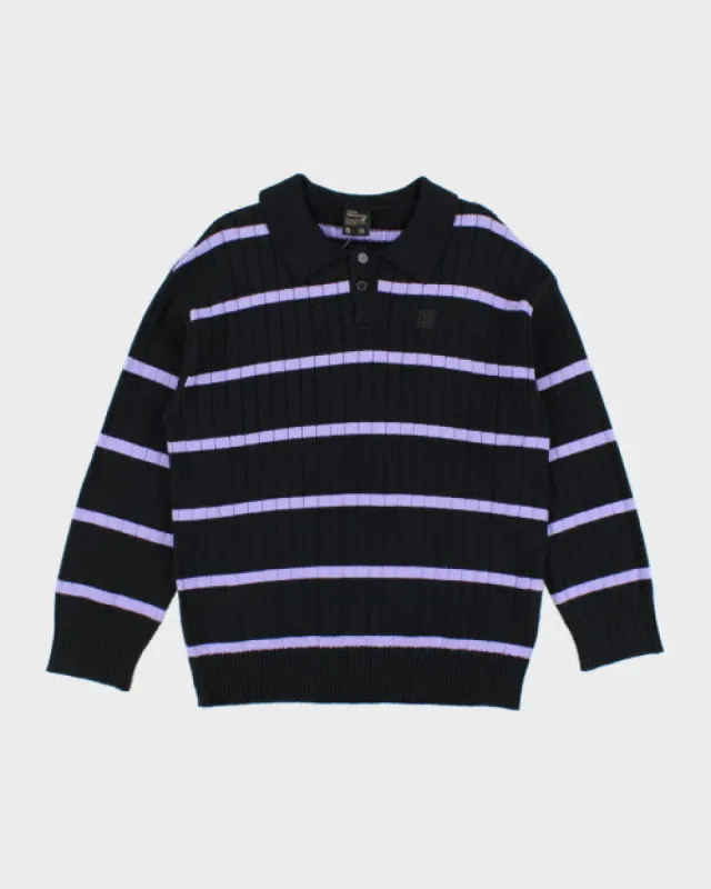Vintage 2000's THC Striped Thick Polo Sweatshirt - S sold by Rokit