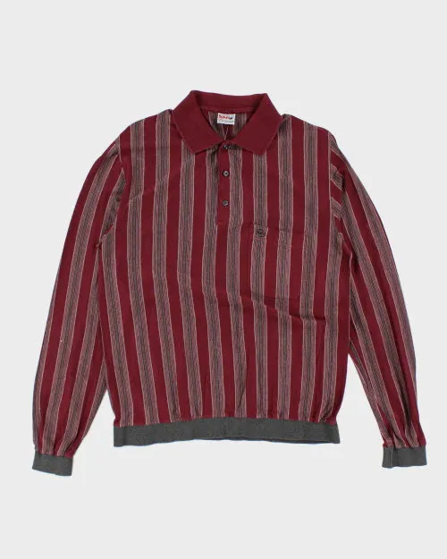 Vintage 90's Borg Striped Long-sleeve Polo Shirt - M sold by Rokit
