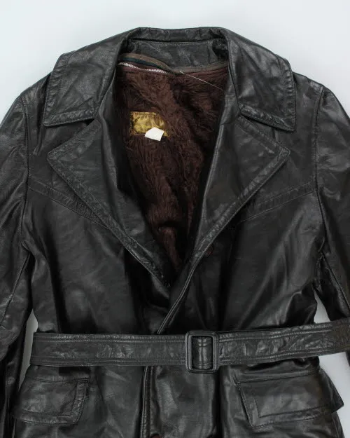 Vintage 80's Sears Long Leather Double Breasted Jacket - L sold by Rokit product image thumbnail 3