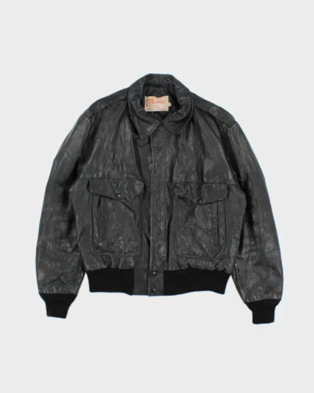 Vintage 80's Genuine Leather Bomber Jacket - L sold by Rokit