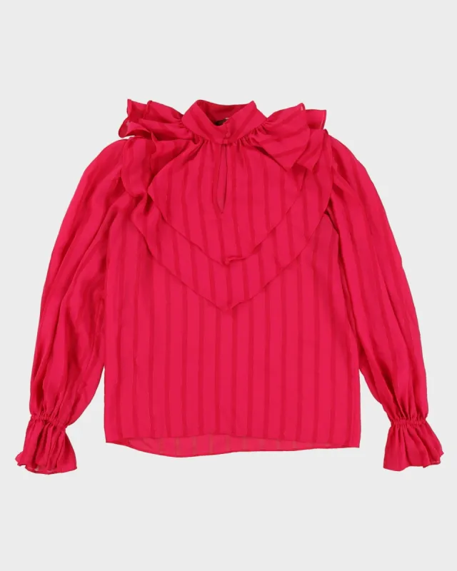 Vintage 1990s Pink Ruffled Blouse - S sold by Rokit