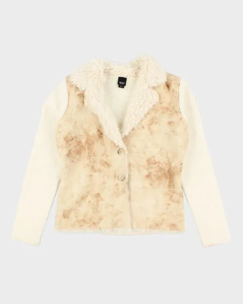 Y2k 00s Esprit Merino Wool Fuax Fur Cardigan - M sold by Rokit