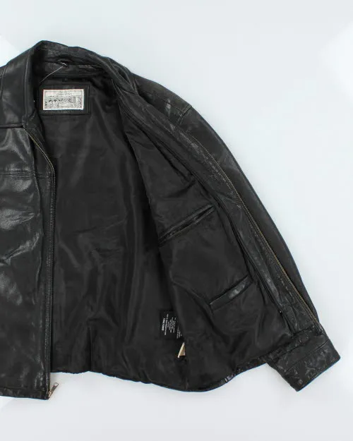 Vintage Collared Leather Harrington Jacket - L sold by Rokit product image thumbnail 5