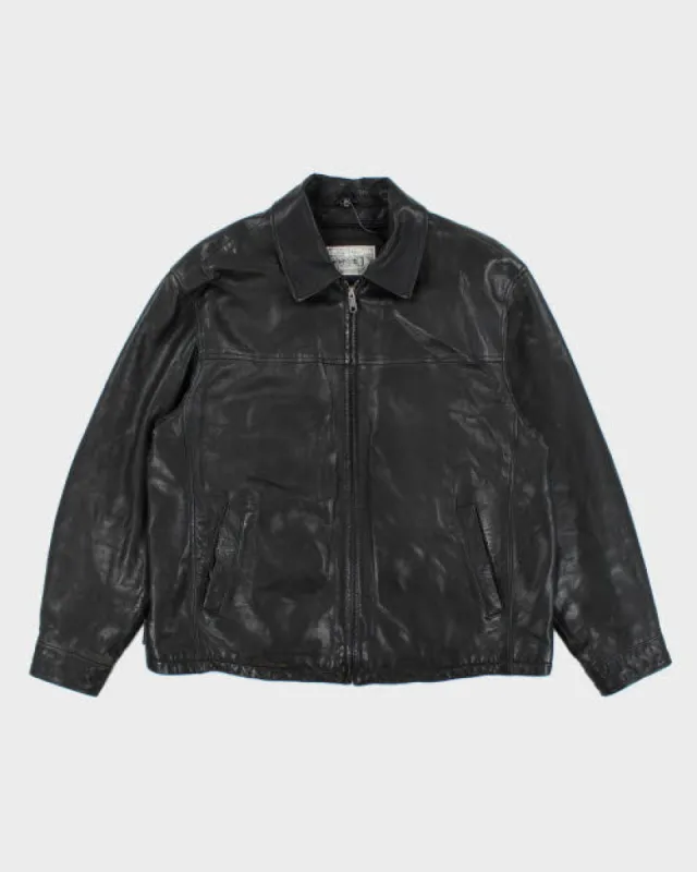 Vintage Collared Leather Harrington Jacket - L sold by Rokit